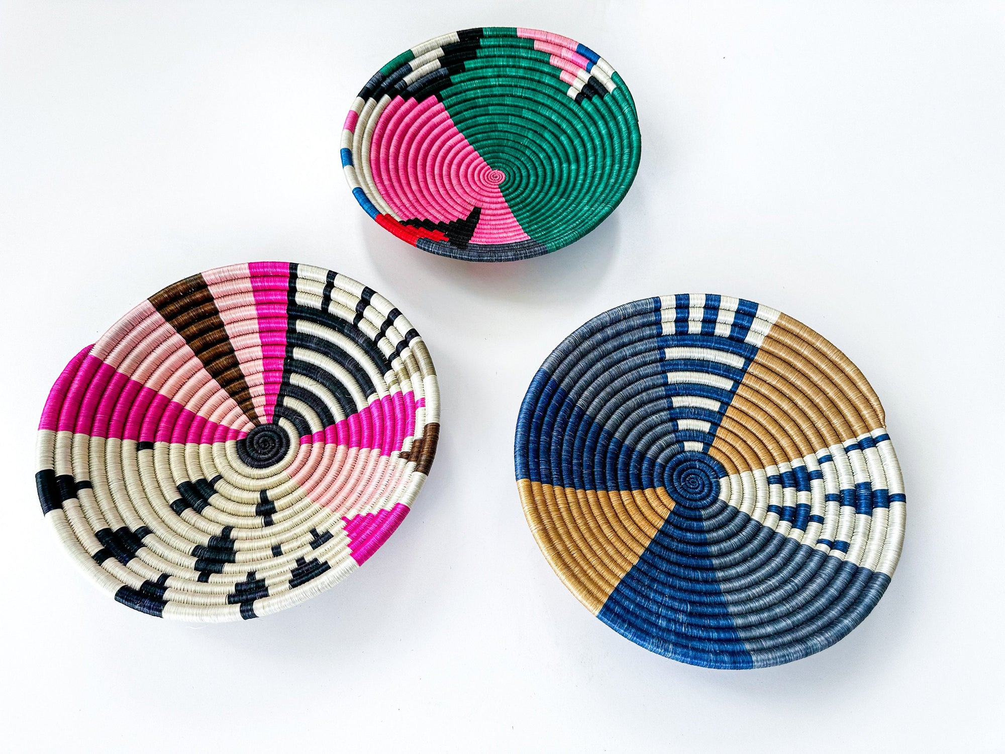 Wall Basket Decor Set of 3 | Colorful African Baskets