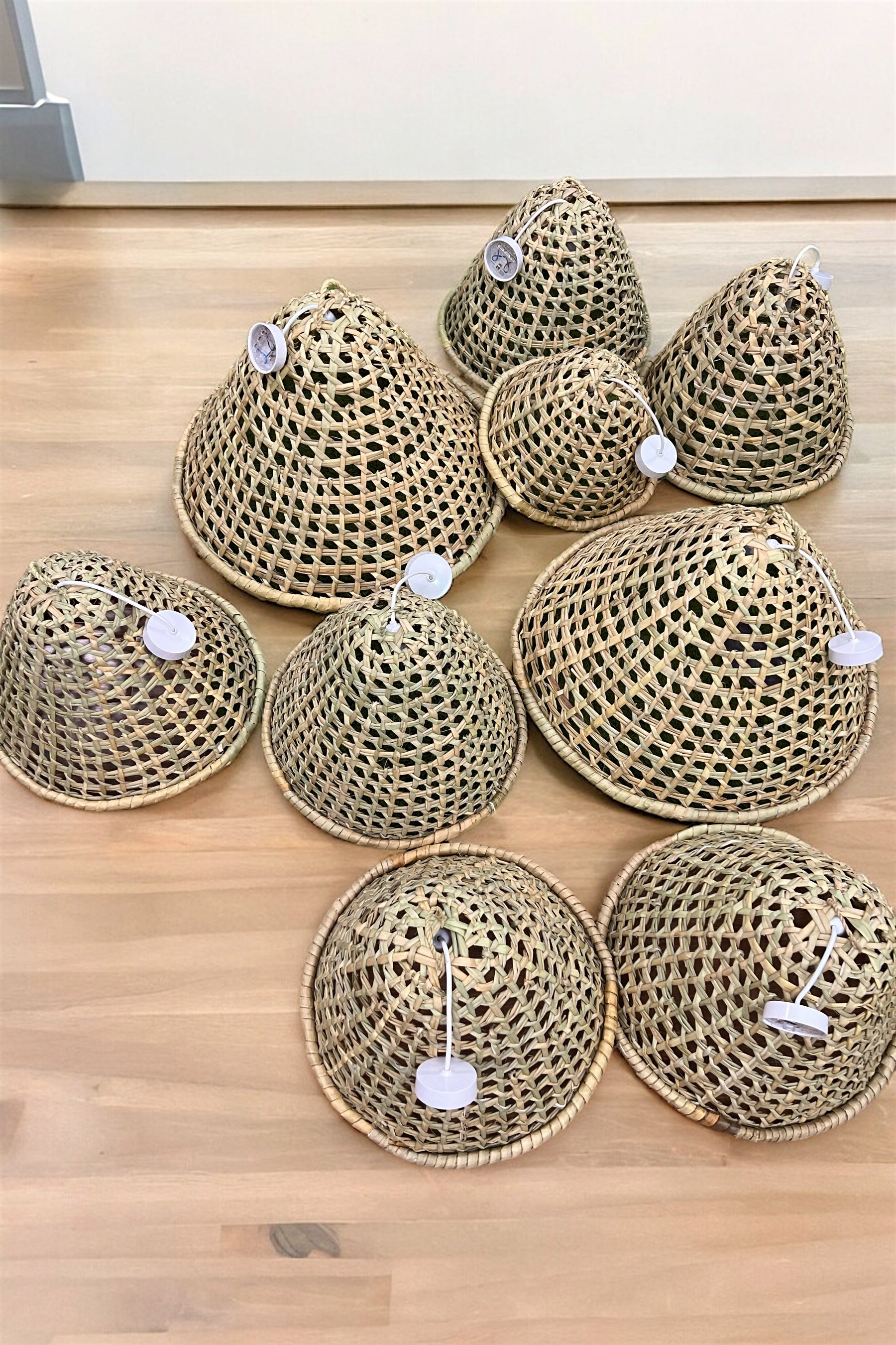 Large Palm Pendant Light - Woven Basket Shade, Restaurant lighting
