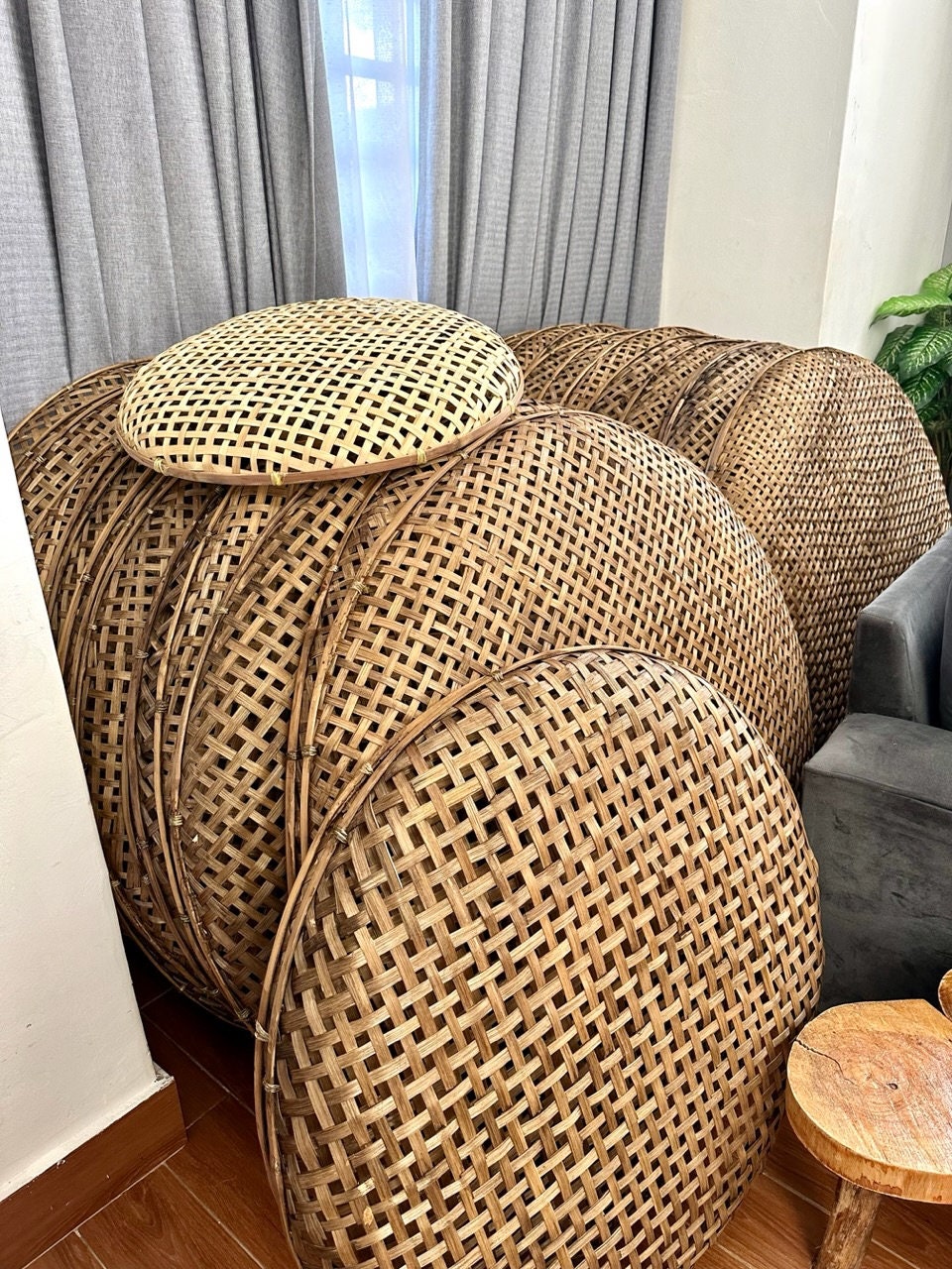 Bamboo Baskets for Ceiling Decor 3PCS Set