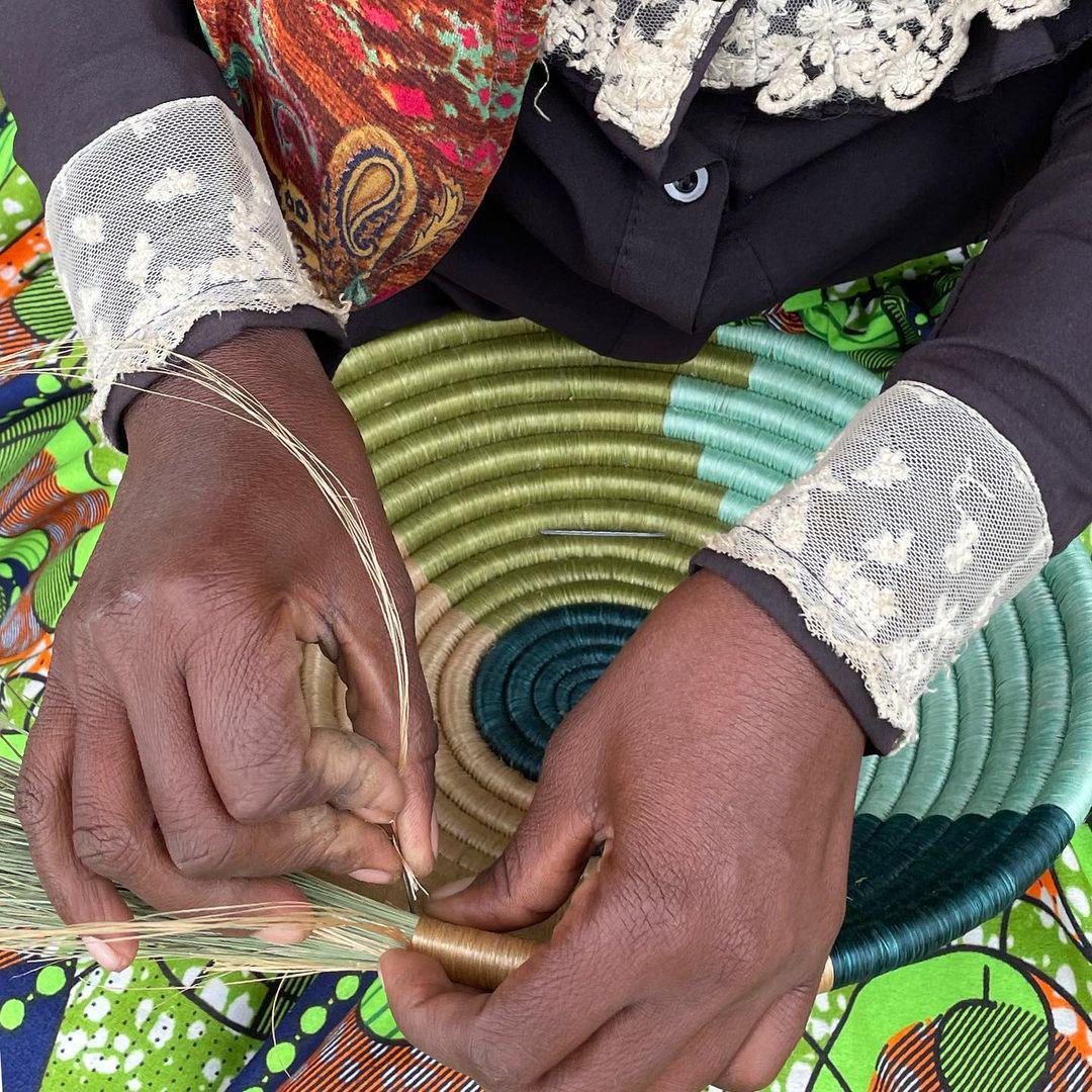 Set of 2 Basket Wall Decor - Green Wall Basket by sifadesigns