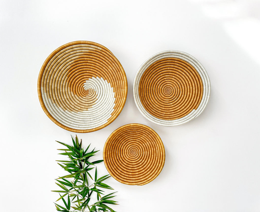 Wall Basket Brown Set of 3 - Woven african baskets