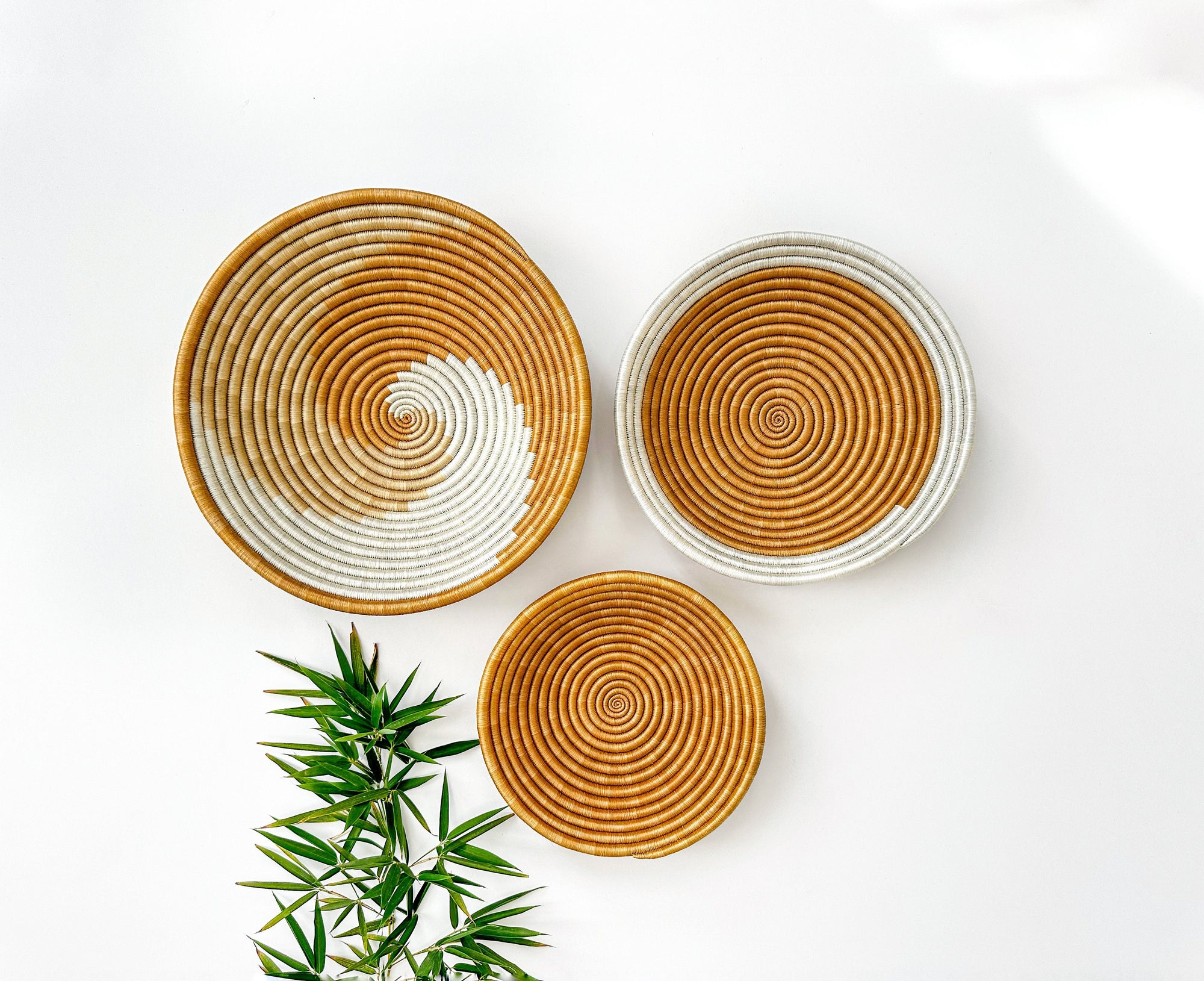 Wall Basket Brown Set of 3 - Woven african baskets