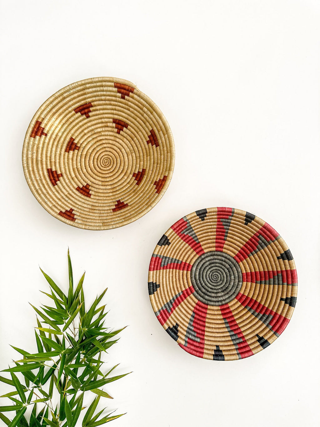 Woven Basket Wall Art Set of 2 | Wall Basket Decor