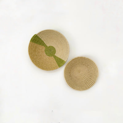 African Woven Basket Set of 2 with shades of Brown and Green