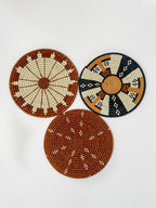 Tribal Handwoven Baskets Set of 3 - Eclectic Wall Art
