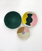 Colorful Woven Wall Baskets (Set of 3) - Pastel Color Block Pattern