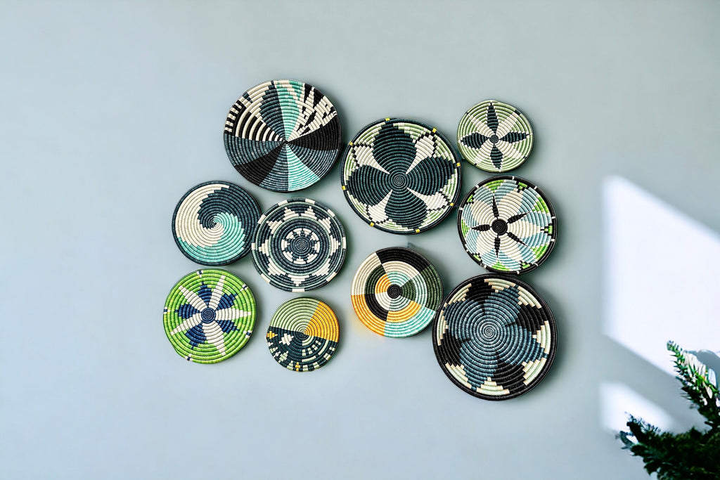 Wall Baskets Green Set of 10 - Basket Wall Decor