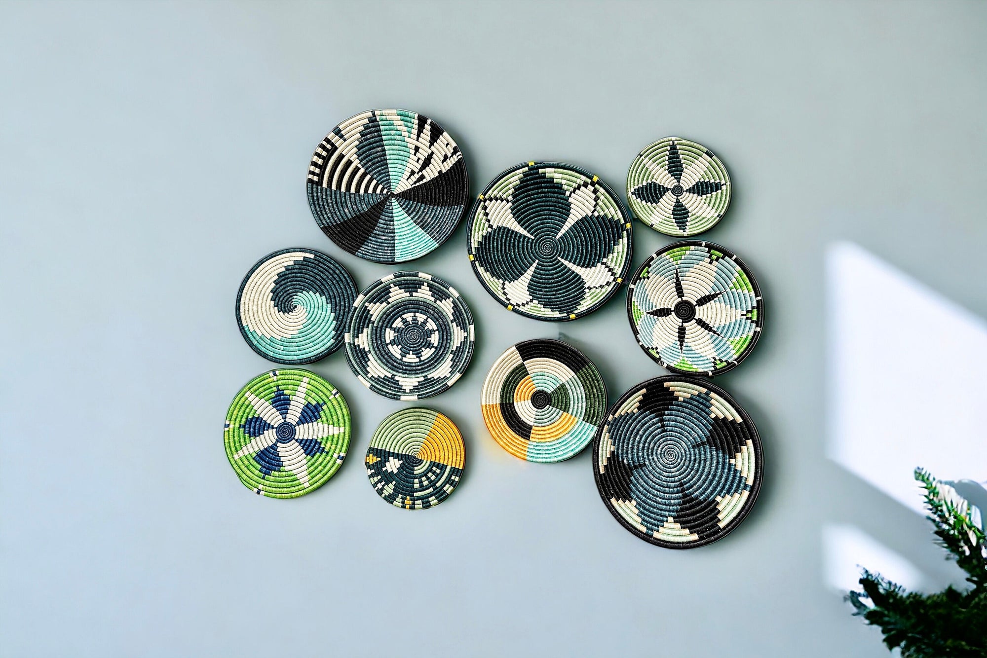 Wall Baskets Green Set of 10 - Basket Wall Decor