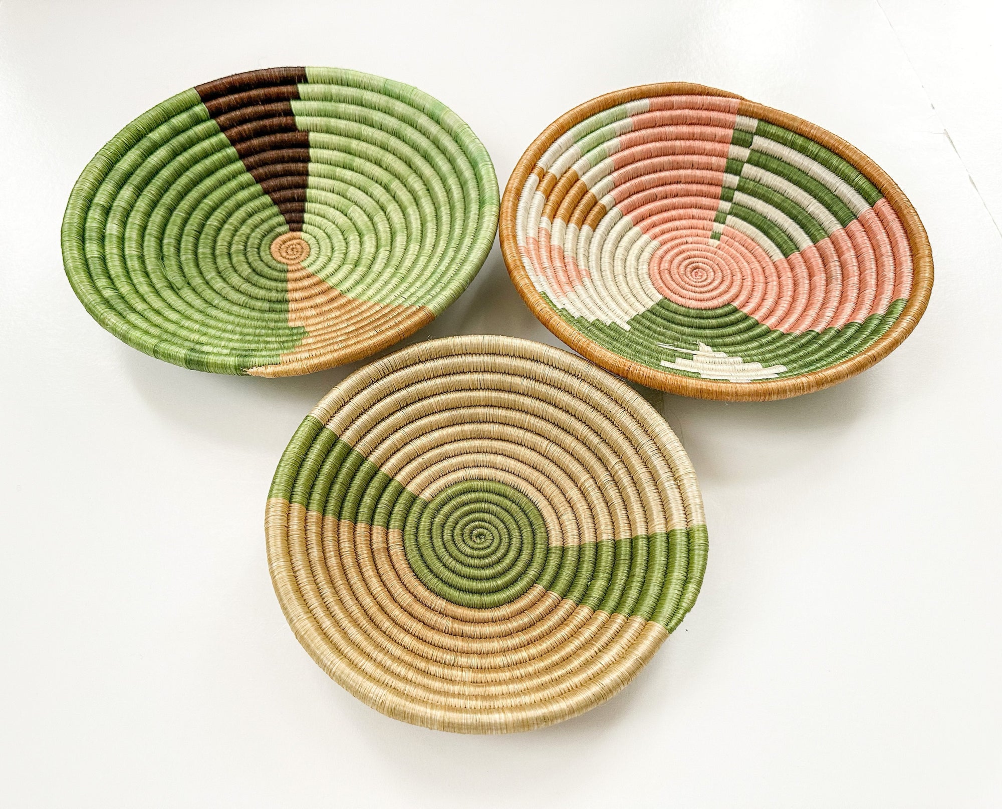 Wall Basket Green Set of 3 -  Modern Style