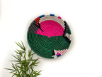 Woven Wall Basket with Green Pink White tones
