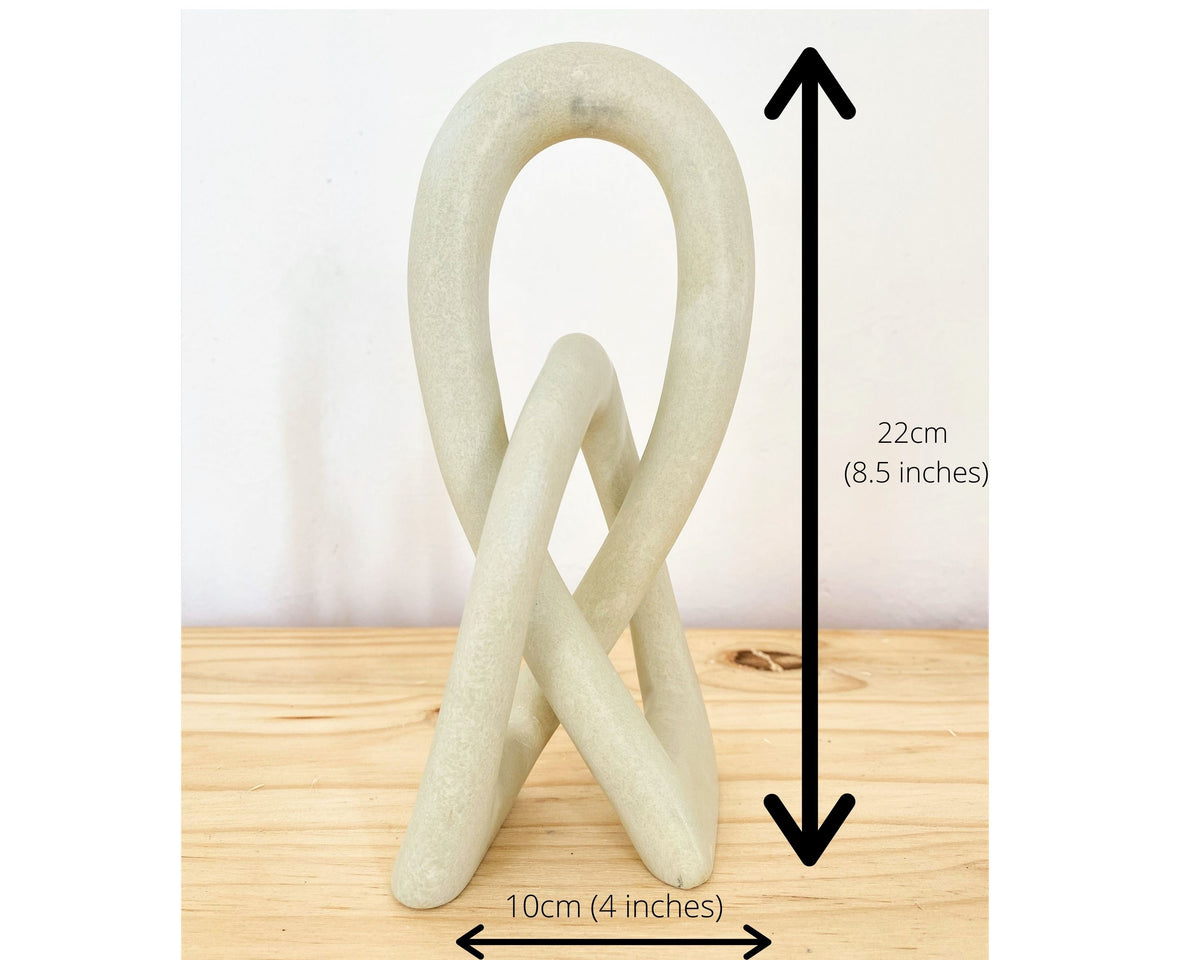 Love Knot Soapstone Sculpture, Modern Minimalist Art