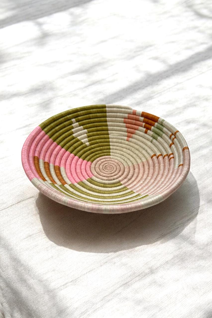 Pink African Woven Basket