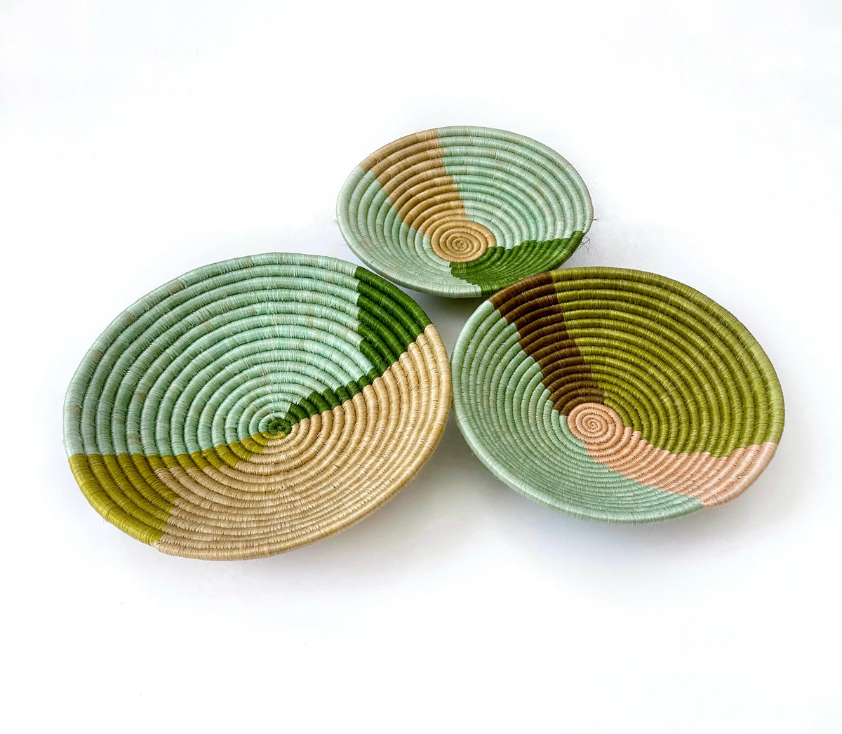 Green Wall Baskets, Set of 3 Wall Decor Baskets