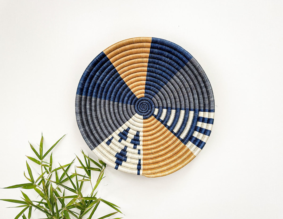 Woven African Bowl - ColorBlock Abstract Pattern