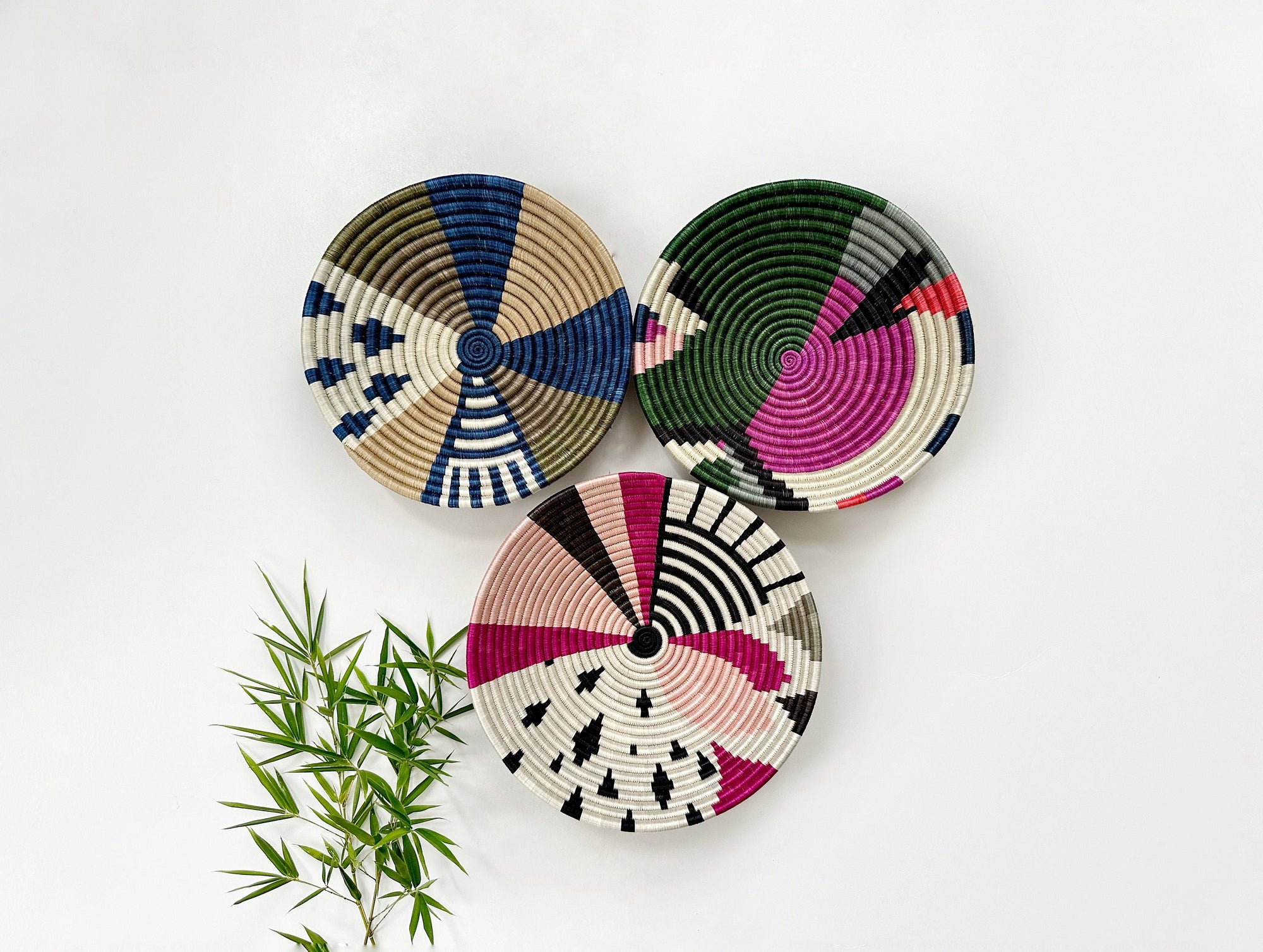 Wall Basket Set of 3 - Handmade Colorful Basket Wall Decor