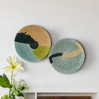 Set of 2 Basket Wall Decor | Green wall Basket by sifadesigns