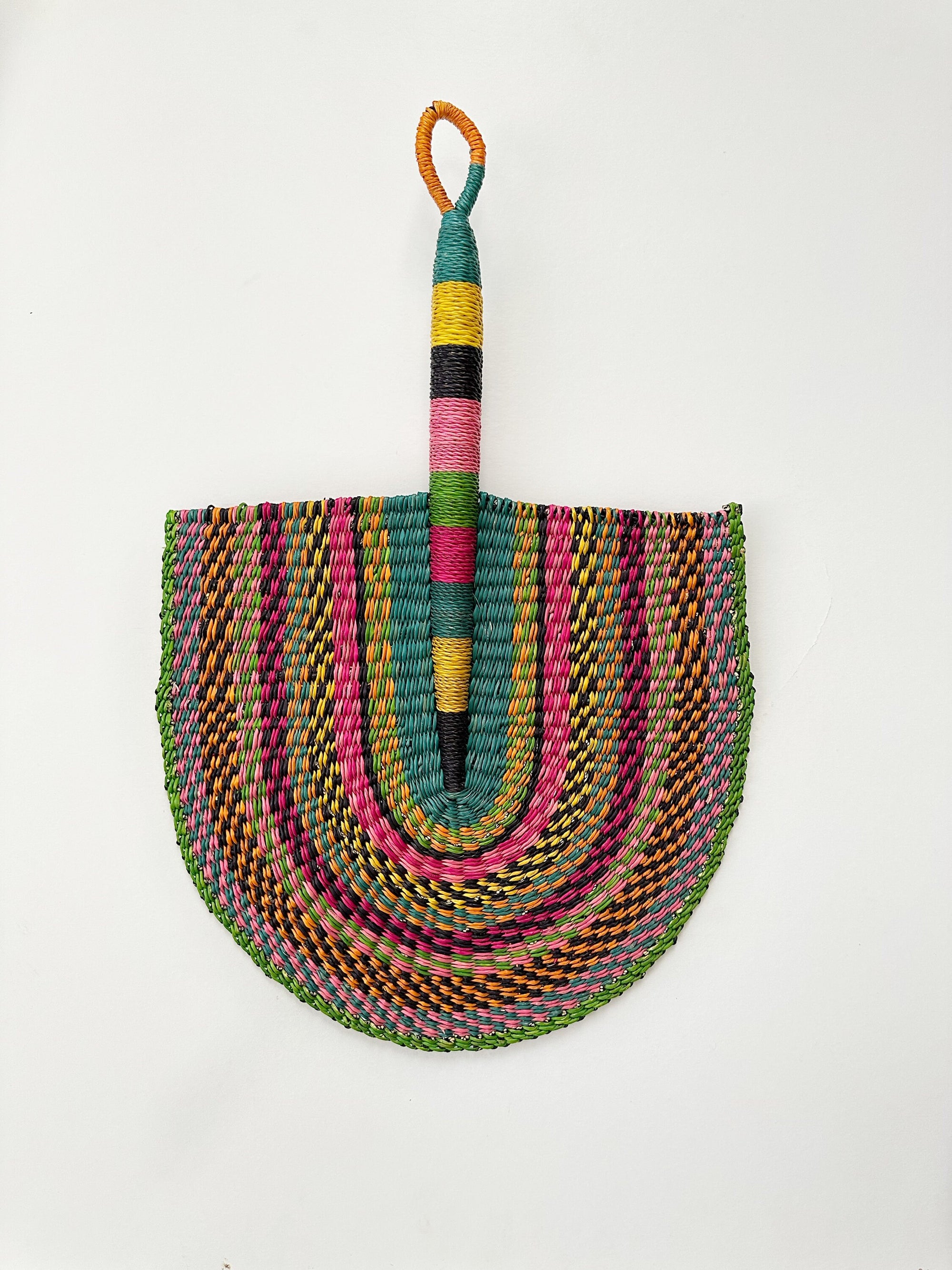 Colorful Woven Fan Wall decor -  Bolga Fan Set of 3