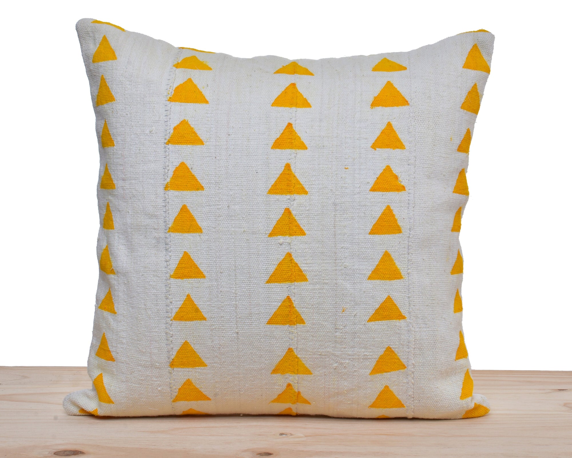 African Mudcloth Pillow Cover | White and Orange