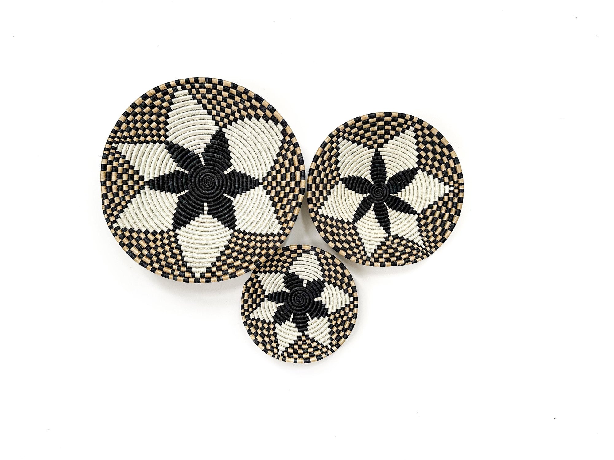 Woven Basket wall art - Set of 3, Checkered Pattern