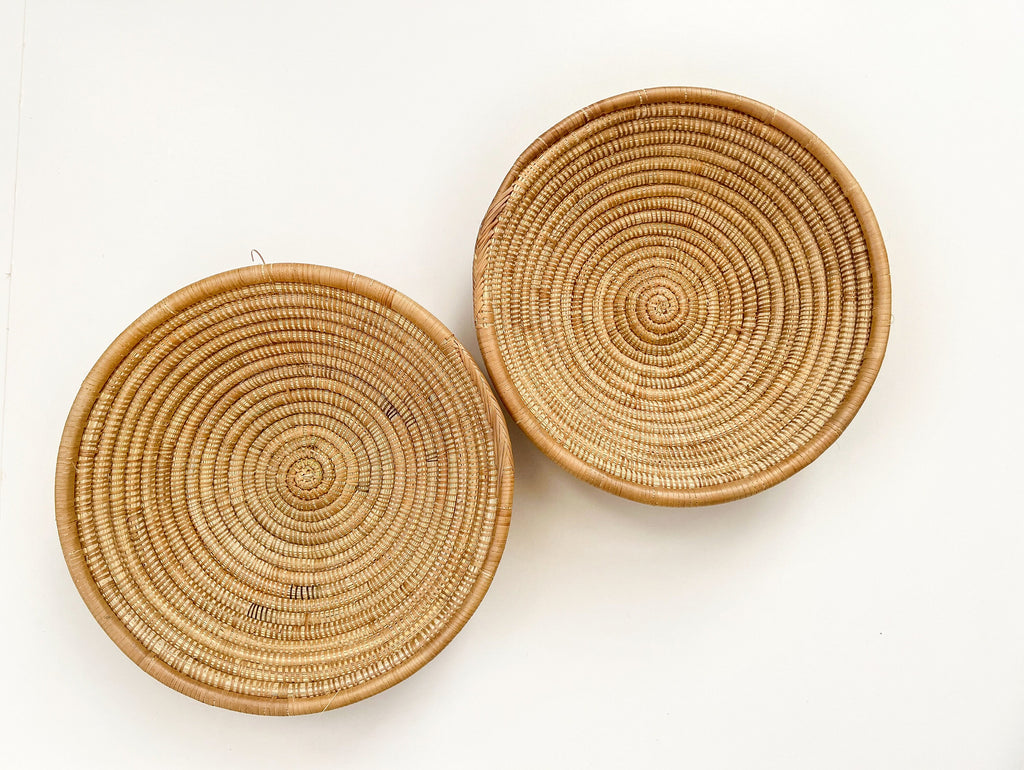 Set of 2 Neutral Wall Baskets | Woven Decorative Baskets | sifadesigns