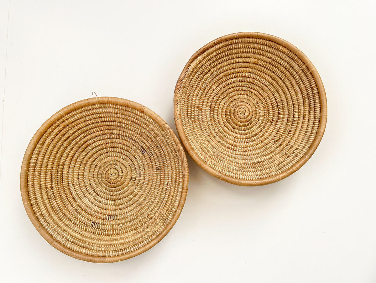 Set of 2 Neutral Woven Basket Bowls