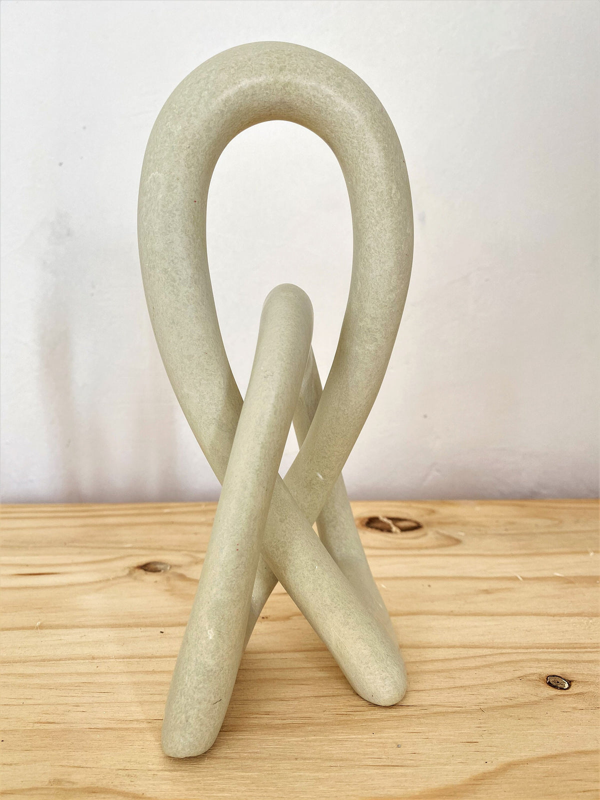 Love Knot Soapstone Sculpture, Modern Minimalist Art