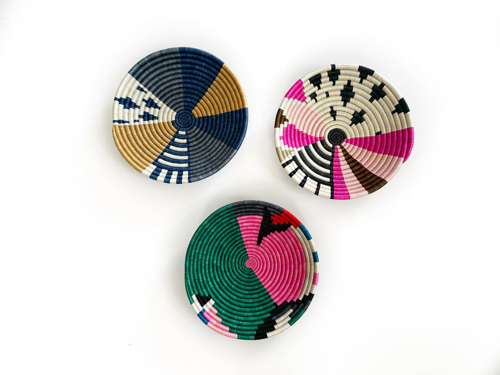 Wall Basket Set of 3 - Handmade Colorful Basket Wall Decor