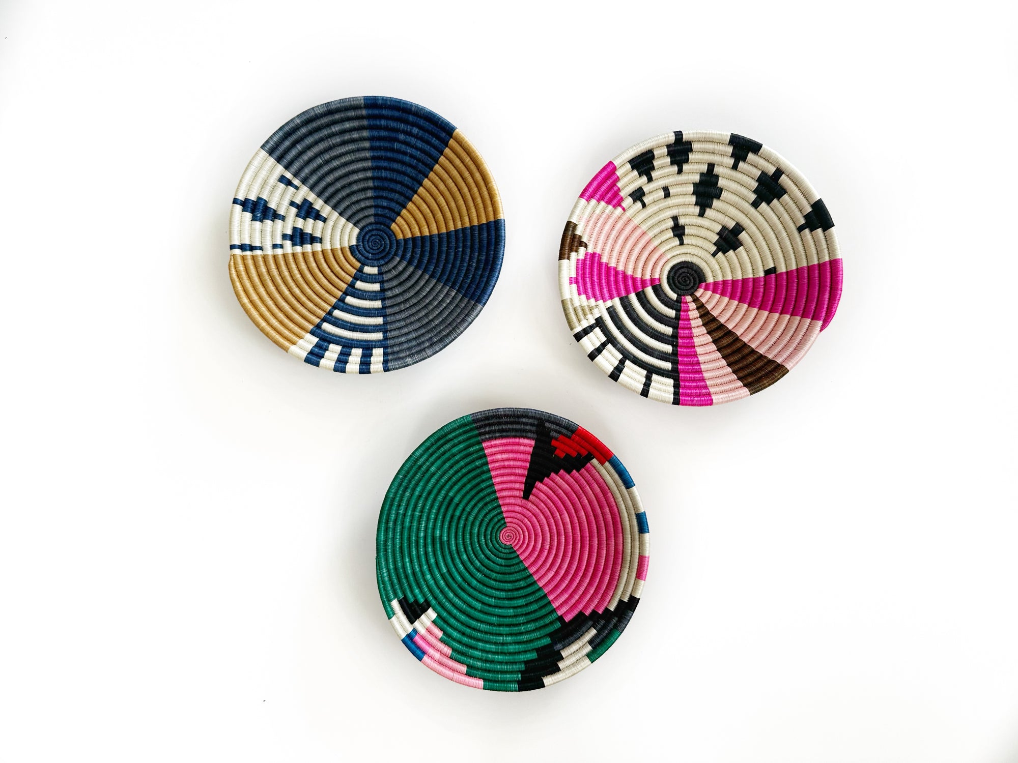 Wall Basket Set of 3 - Handmade Colorful Basket Wall Decor