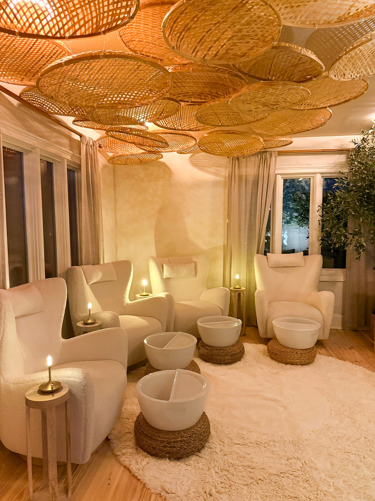 Bamboo Baskets for Ceiling Decor 3PCS Set