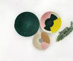 Colorful Woven Wall Baskets (Set of 3) - Pastel Color Block Pattern