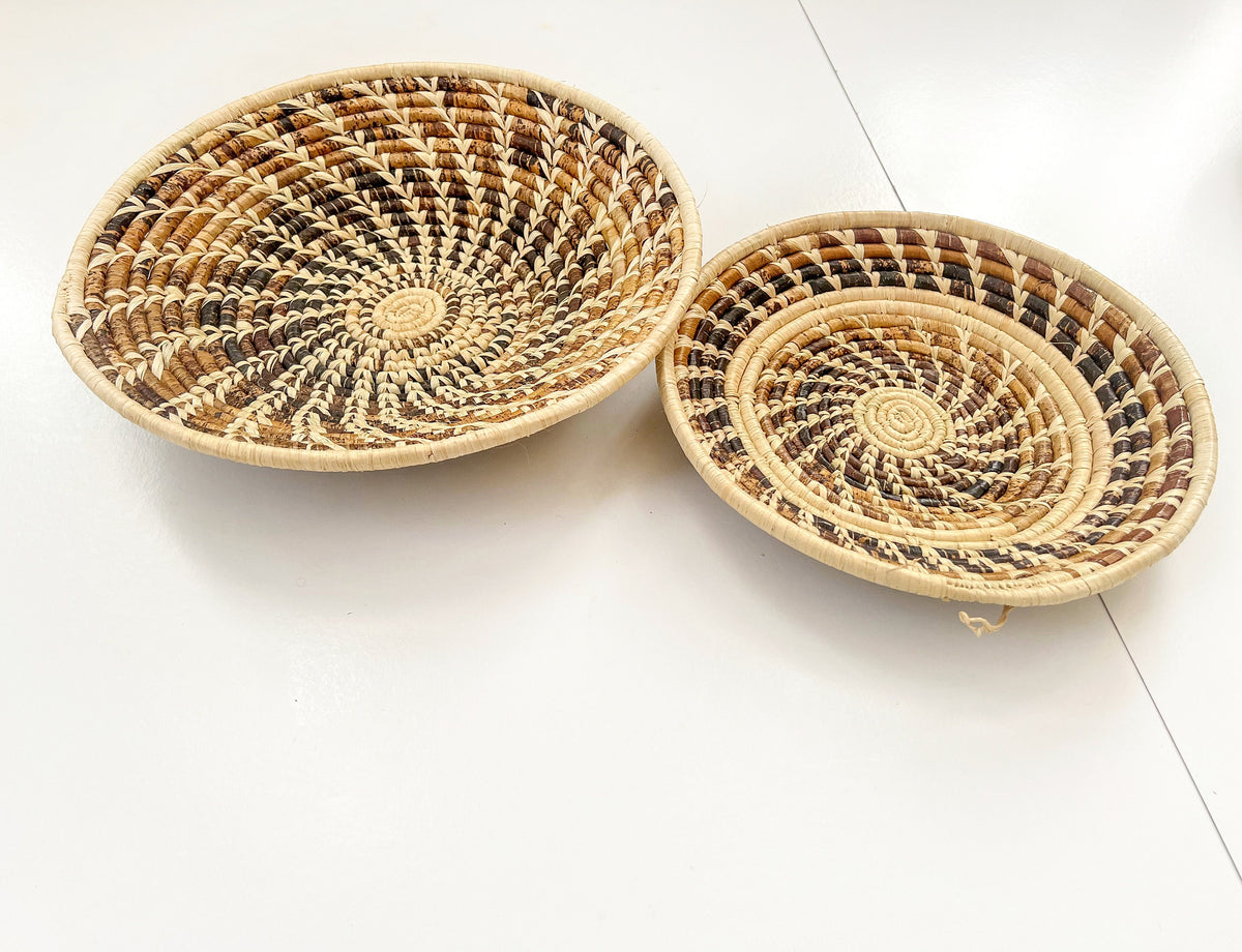 Set of 5 Handwoven Natural Basket Wall Hanging