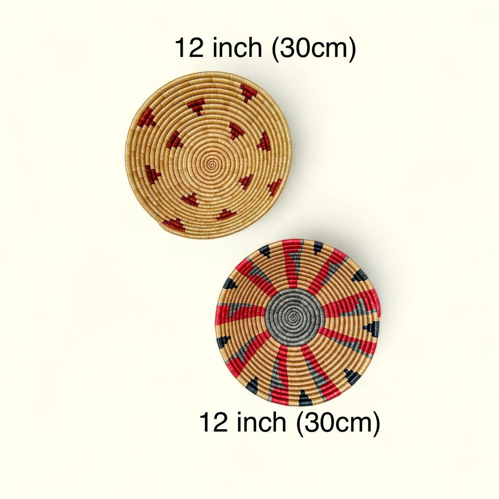 Woven Basket Wall Art Set of 2 | Wall Basket Decor