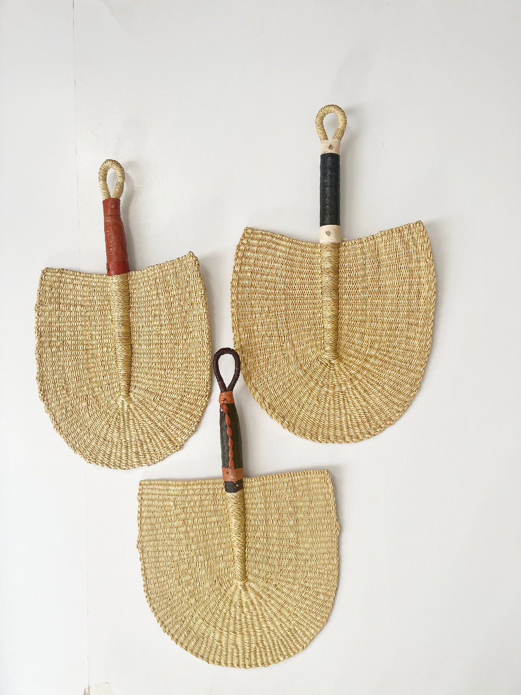 Bolga Fans set of 3 - Natural, Authentic African Fan from Ghana