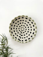 African Wall Basket - Woven Sisal Basket in White, Black and Green