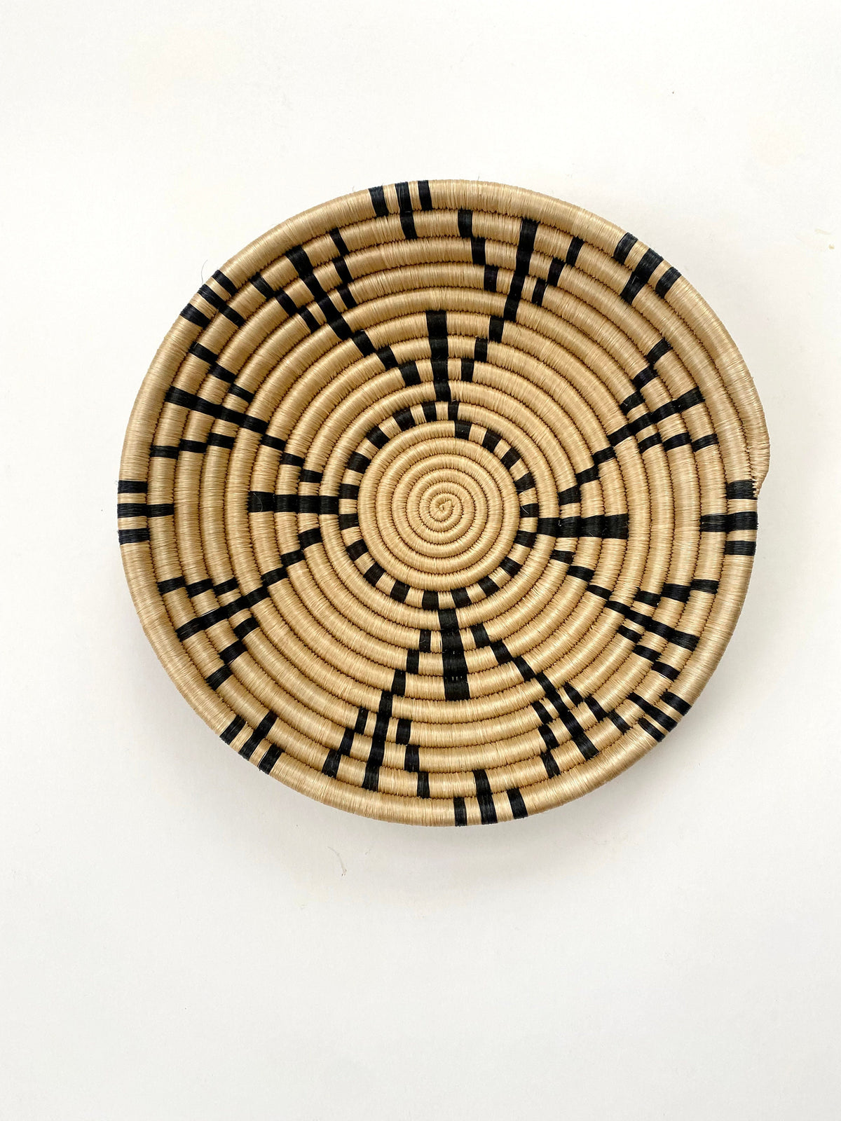 Handwoven Brown and Black African Basket Art