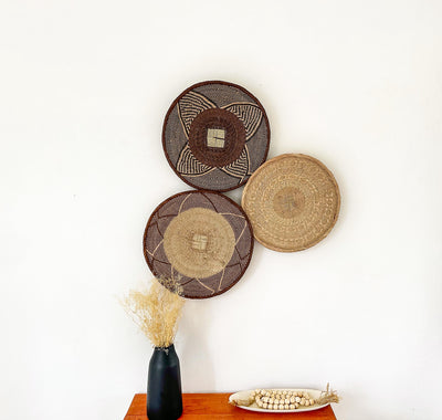 Binga Wall Basket Set of 3, African Basket Wall