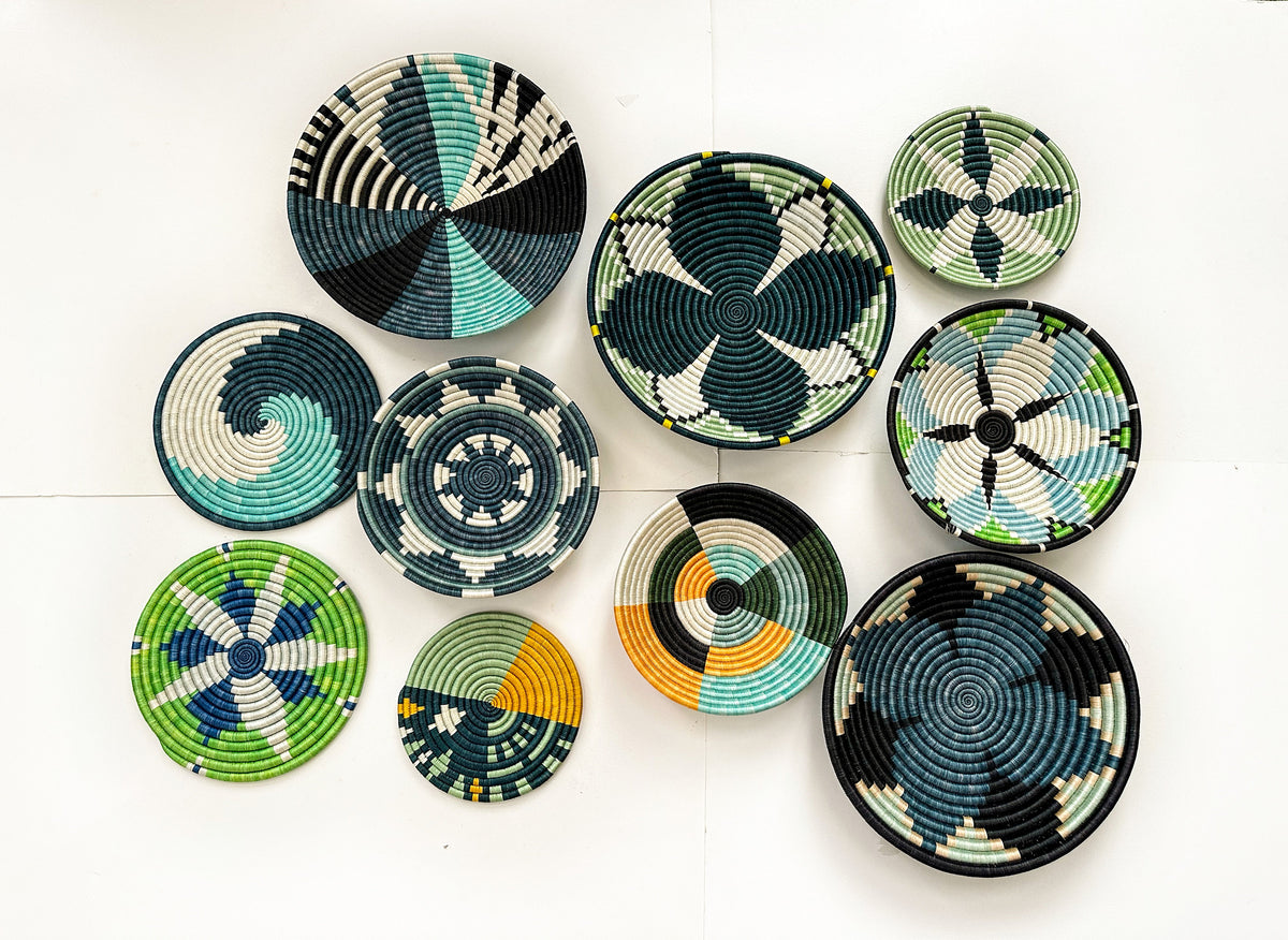 Wall Baskets Green Set of 10 - Basket Wall Decor
