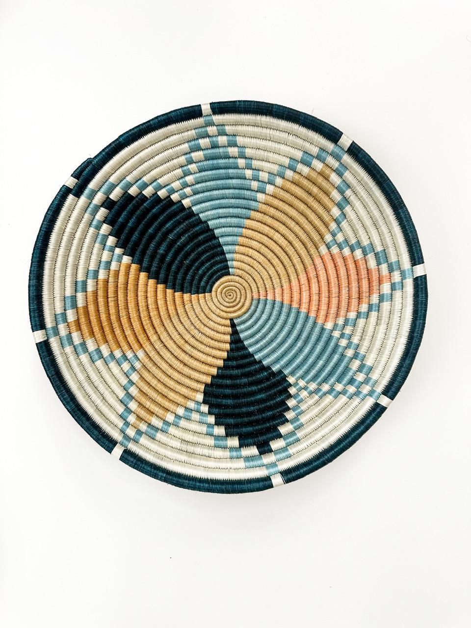 Handwoven Blue Basket with Floral Pattern