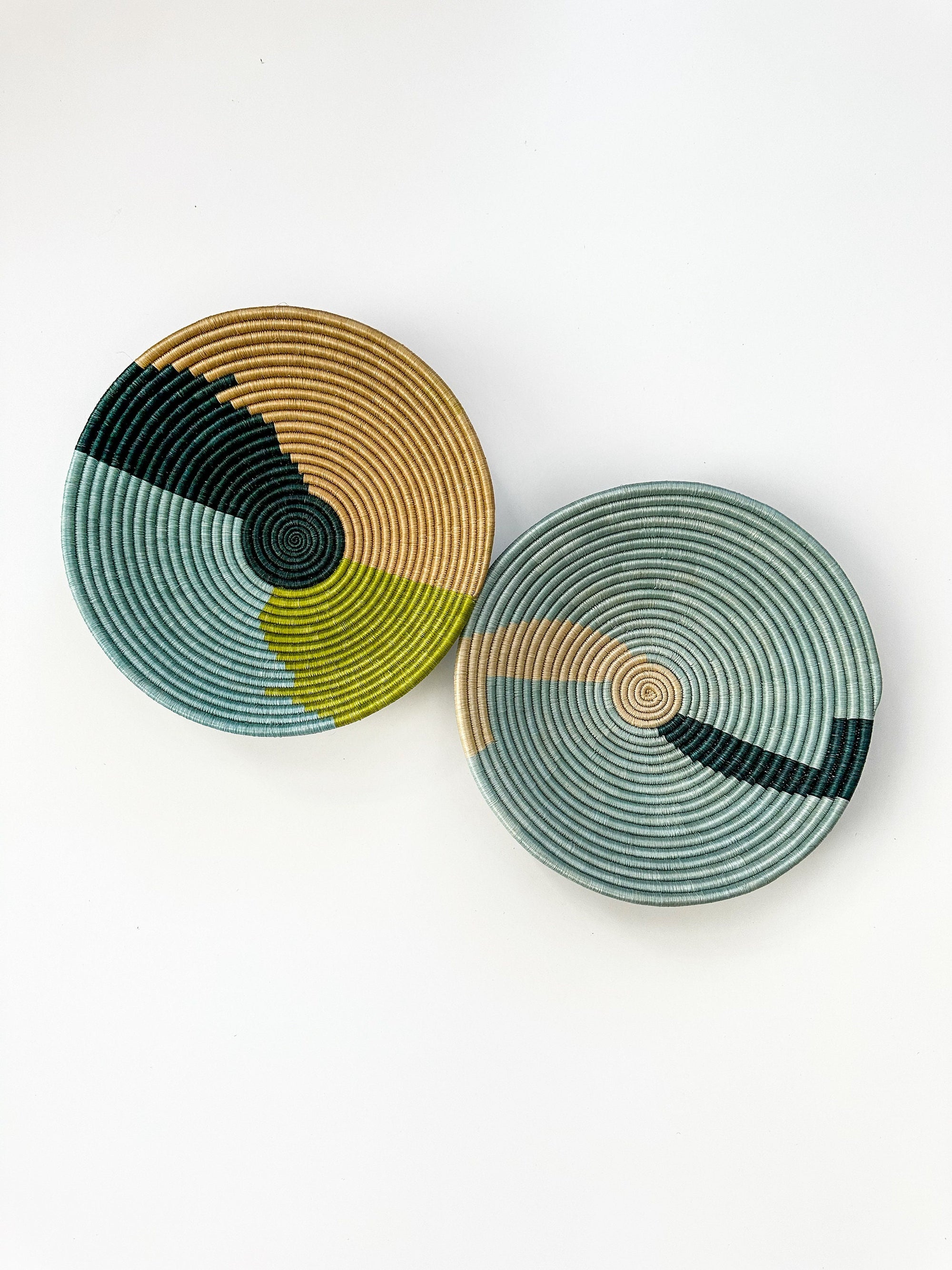 Set of 2 Basket Wall Decor | Green wall Basket by sifadesigns