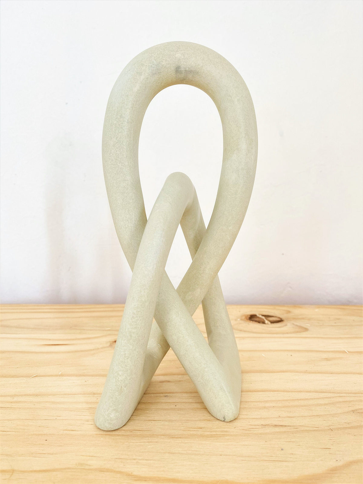 Love Knot Soapstone Sculpture, Modern Minimalist Art
