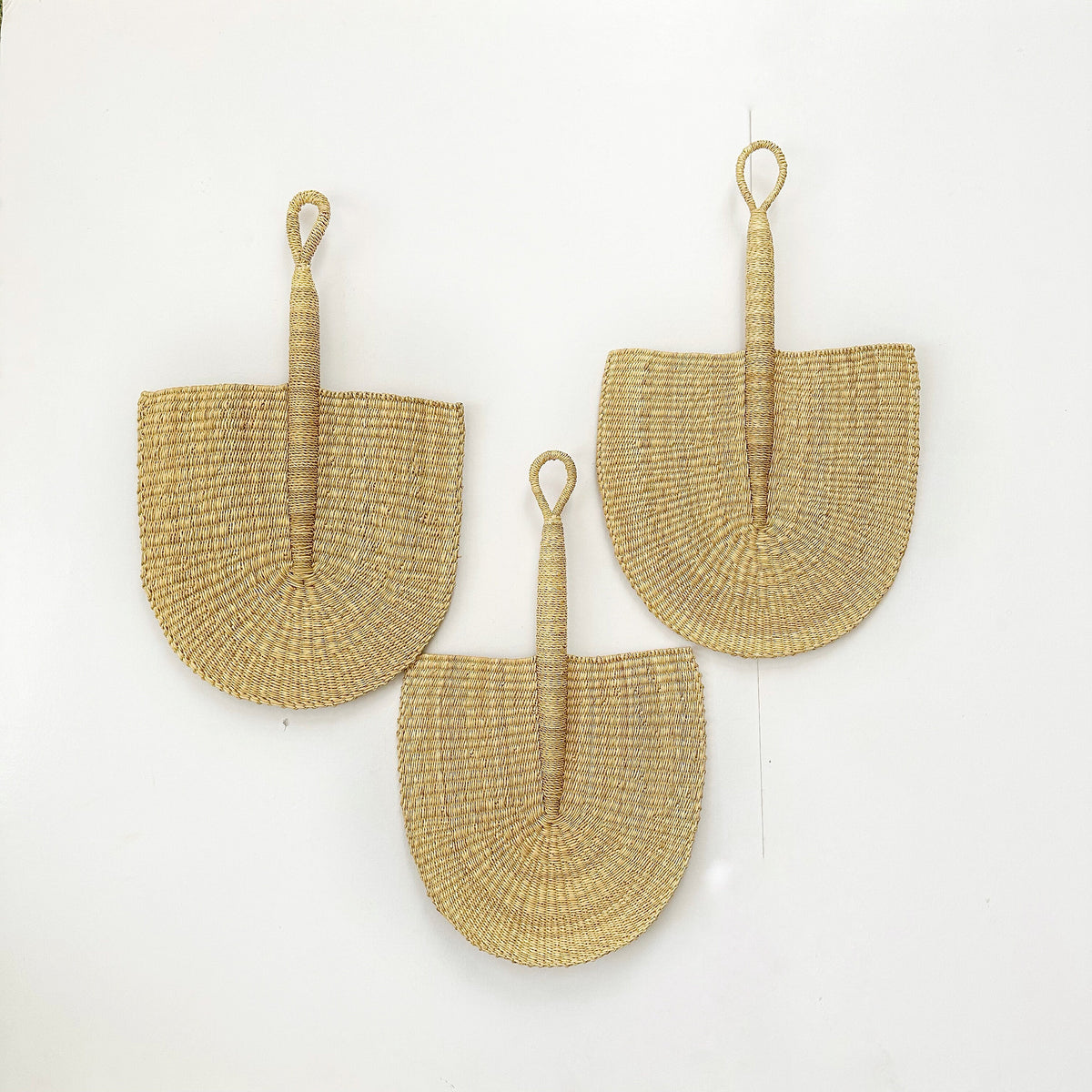 Woven Bolga Fan set of 3 - Natural/ Neutral Color