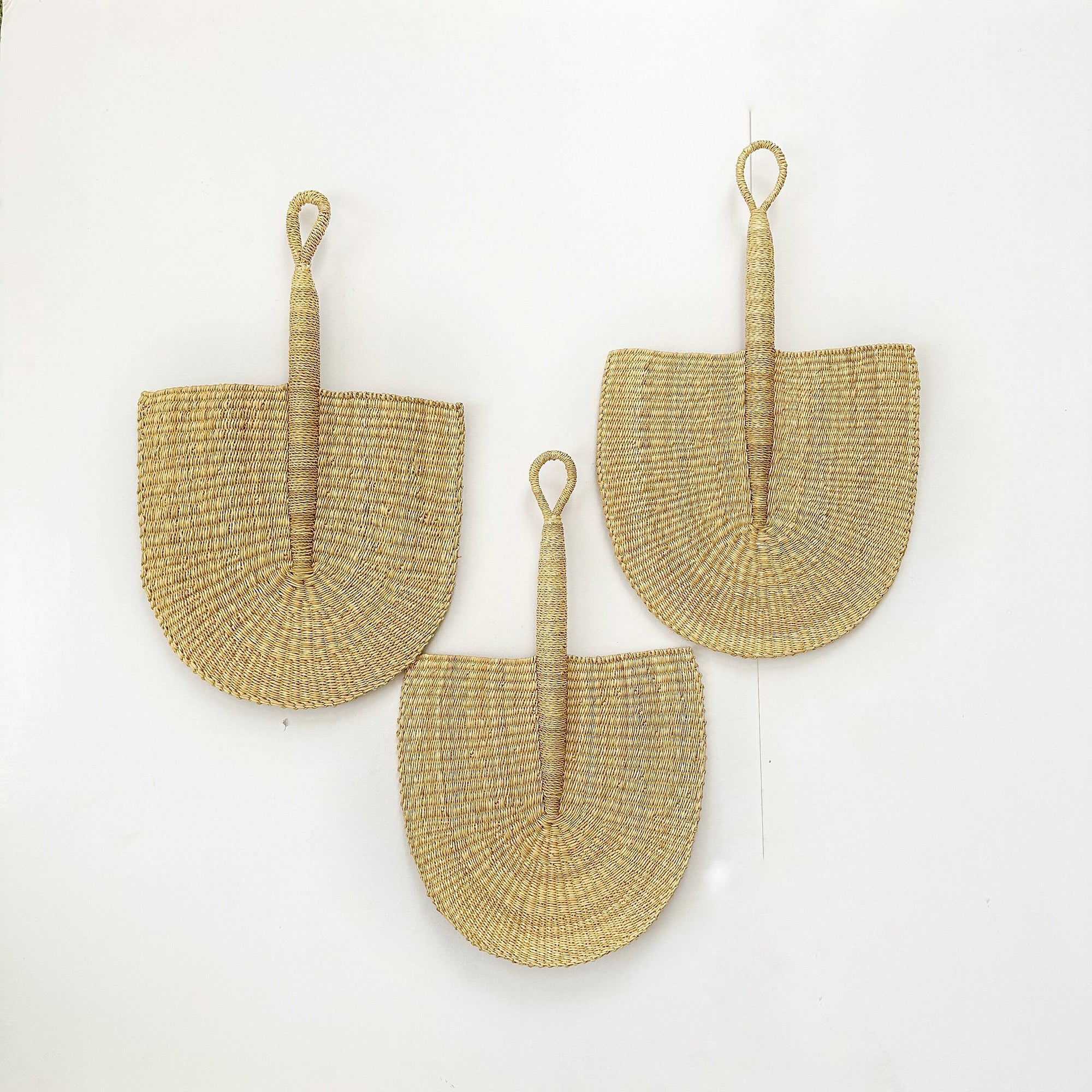 Bolga Fans set of 3 - Natural, Authentic African Fan from Ghana