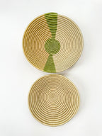 Rwanda Basket Set of 2, woven wall baskets with shades of brown and green