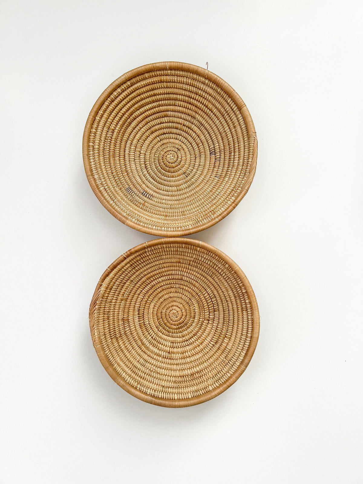 Set of 2 Neutral Woven Basket Bowls