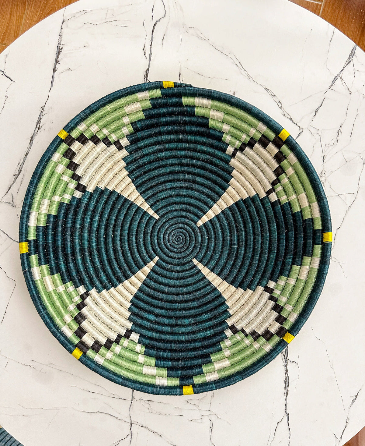 Green Woven African Basket for Wall Decor, Home Decor