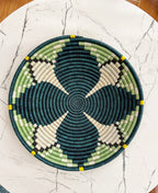 Green Woven African Basket for Wall Decor, Home Decor