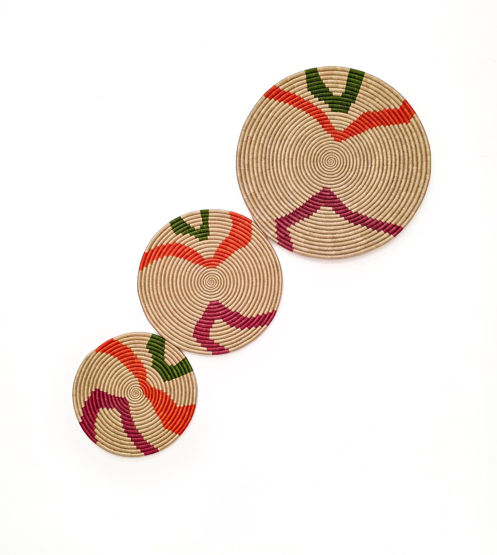 Flat Woven Basket Wall Art - Set of 3 African Baskets