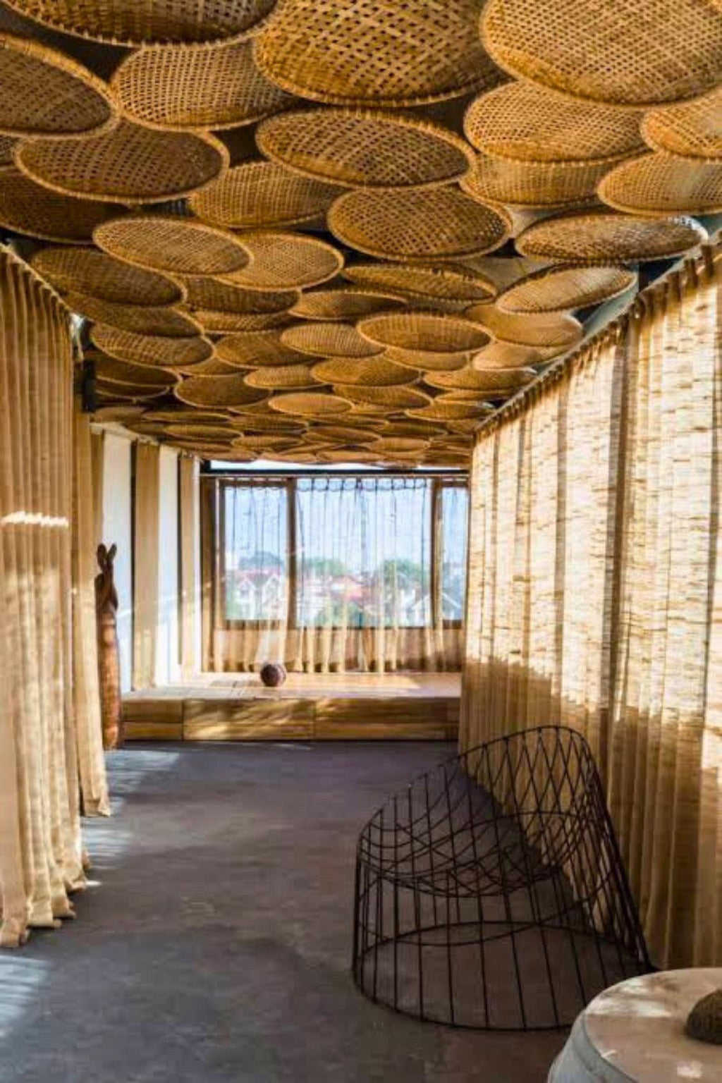 Bamboo Basket Ceiling Decor, Restaurant Decor, Hotel Lighting