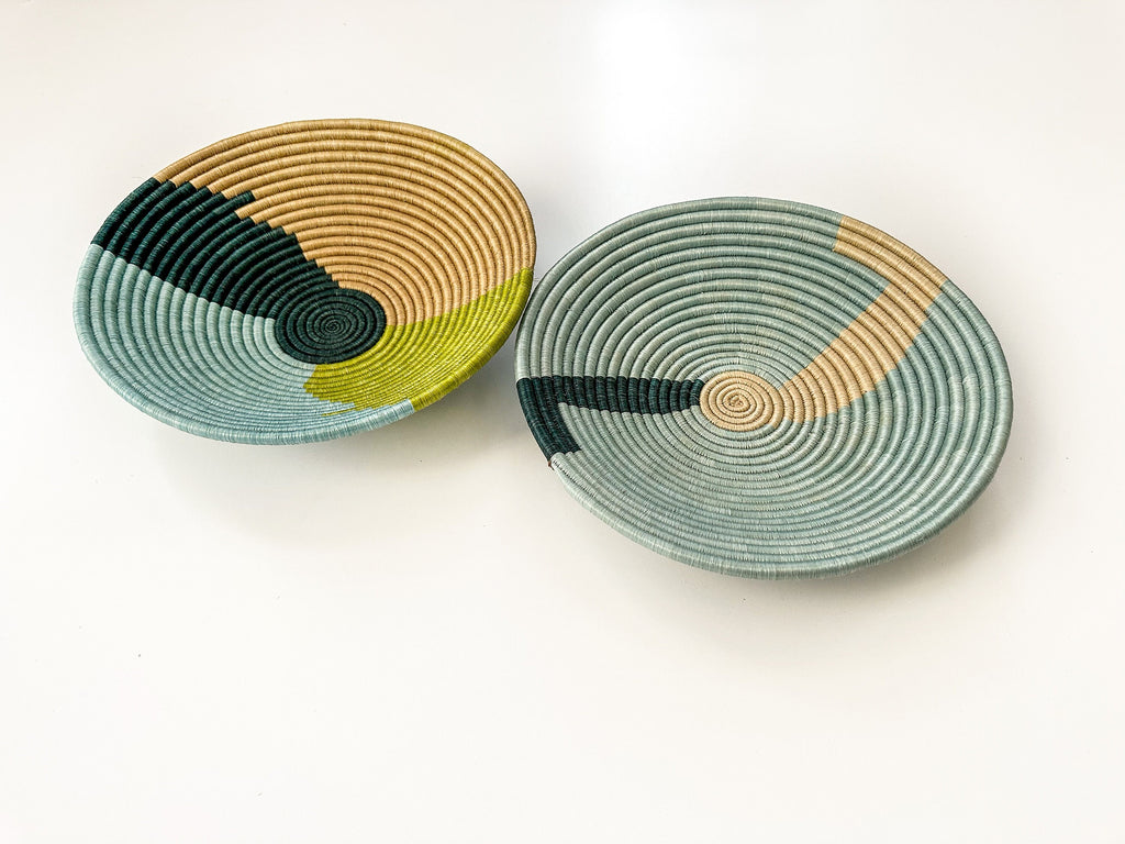 Set of 2 Basket Wall Decor | Green wall Basket by sifadesigns