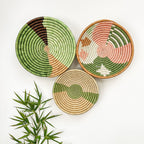 Wall Basket Green Set of 3 -  Modern Style